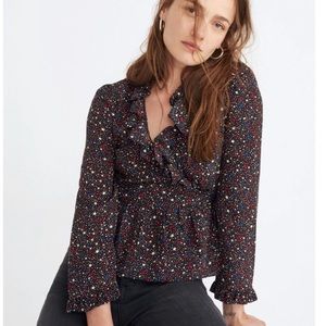 Madewell Silk Ruffle Wrap Top